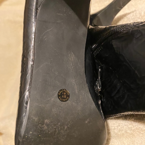 Mixit Ladies Black Mid Calf Patent Leather Boots - Picture 6 of 6